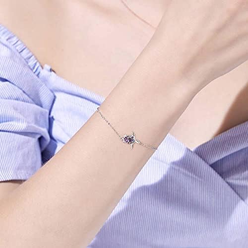 Sea Turtle Bracelet for Women 925 Sterling Silver Turtle Bracelet Adjustable Ocean Beach Bracelet Sea Turtle Jewelry Gifts