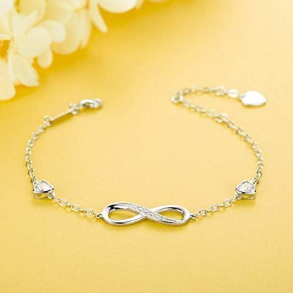 Infinity Love Bracelets for Women 925 Sterling Silver Womens Bracelet Love Symbol Charm Adjustable Bracelet Jewelry
