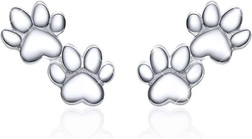 925 Sterling Silver Stud Earrings Hypoallergenic Cute Animal Butterfly Cat Paw Flower Fairy Mermaid Earrings for Women Jewelry