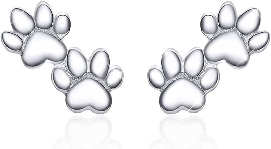 925 Sterling Silver Stud Earrings Hypoallergenic Cute Animal Butterfly Cat Paw Flower Fairy Mermaid Earrings for Women Jewelry
