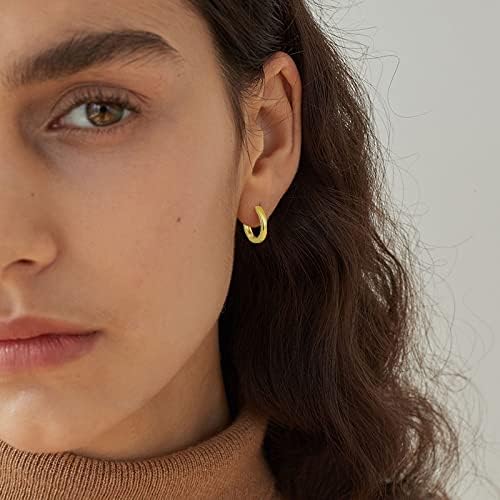 3 Pairs Small Hoop Earrings Set for Women, 14K Gold Plated Huggie Hoop Earrings for Men, Tiny Cartilage Hypoallergenic Earring Set