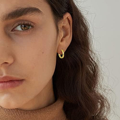 3 Pairs Small Hoop Earrings Set for Women, 14K Gold Plated Huggie Hoop Earrings for Men, Tiny Cartilage Hypoallergenic Earring Set