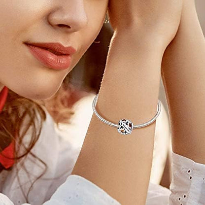 Birthstone Charms 925 Sterling Silver Love Heart Openwork Bead for Charm Bracelets and Necklaces with 5A Cubic Zirconia, Birthday Mothers Day Jewelry Gifts Women