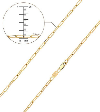 Gold Chain Necklace Collection - 14K Solid Yellow Gold Filled Paper Clip Link Chain Necklaces for Women and Men with Different Sizes (2.0Mm, 2.5Mm)