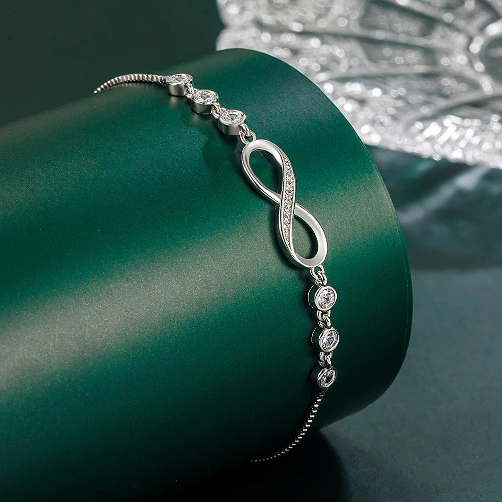 New Fine 925 Sterling Silver Pretty Crystal Bracelets for Women Fashion Jewelry Party Wedding Accessories Valentine'S Day Gifts