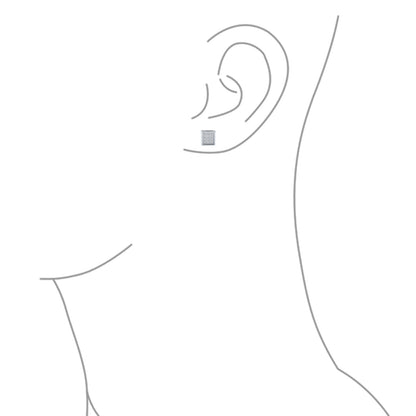 Mens Hip Hop Square CZ Stud Earrings for Men, Sterling Silver, 5-7 MM
