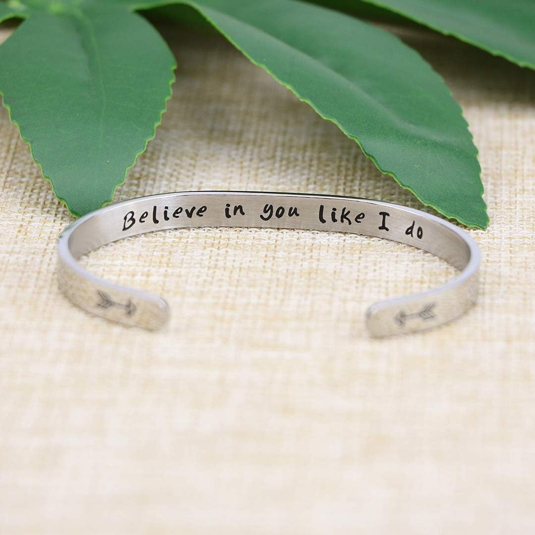 Bracelets for Women Personalized Inspirational Jewelry Mantra Cuff Bangle Friend Encouragement Gift for Her
