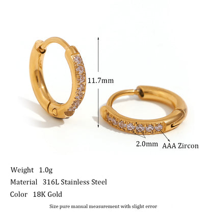 Women'S Fashion Titanium Steel Rounded Edge Zircon Earrings