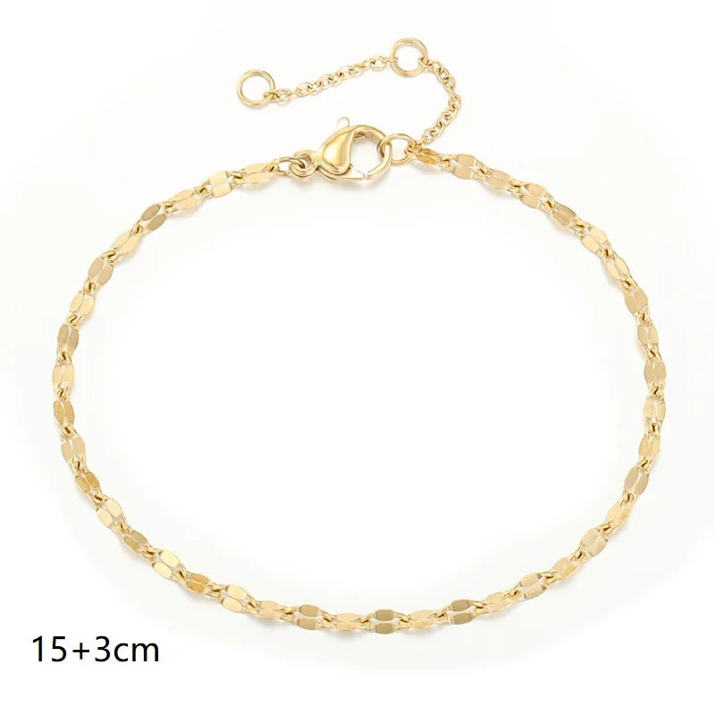 Popular Vintage Bracelet 18K Gold Plated Chain Stainless Steel Waterproof Handmade Disc round Bracelet for Women