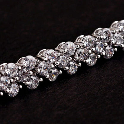 Fashion 925 Sterling Silver Crystal Diamond Bracelets Gifts Roman Style Woman