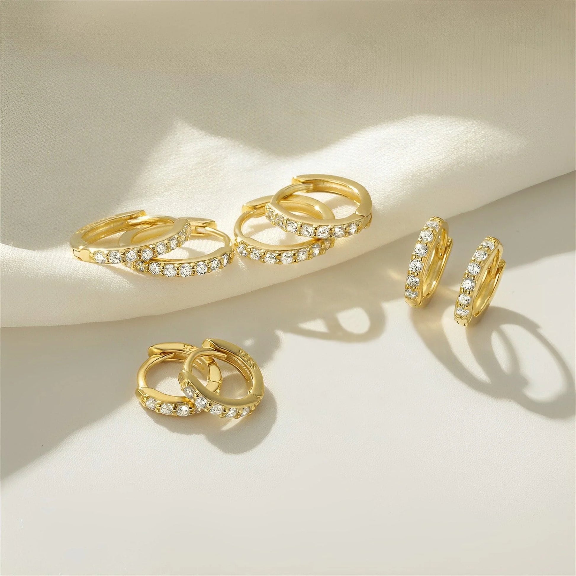 4 Pairs Small Hoop Earrings for Women,Gold Small Cubic Zirconia Huggie Hypoallergenic Earrings Set for Multiple Piercing,Dainty Cartilage Earrings for Women Wedding Birthday Jewelry Gifts