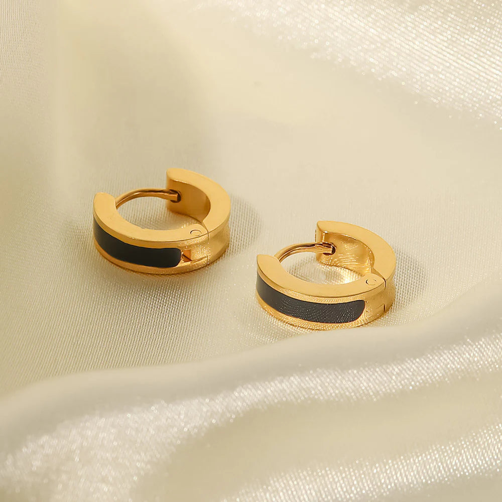 Black C-Shaped Hoop Earrings