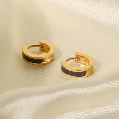 Black C-Shaped Hoop Earrings