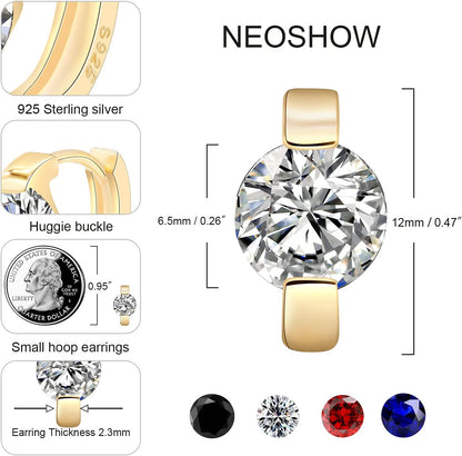 Small Gold Hoop Earrings for Women 14K Real Gold Plated Cubic Zirconia Huggie Earrings Tiny Cute Cartilage Hypoallergenic Earrings Jewelry Gifts for Women