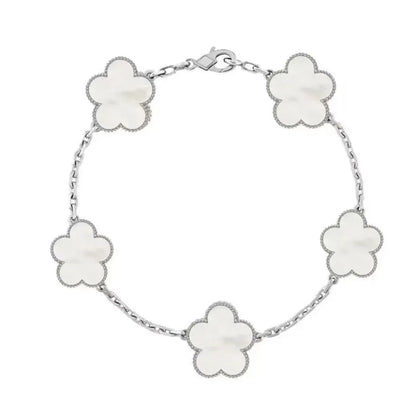 Clover Bracelet for Men and Women Jewelry Leaf Bracelets 18K Gold Silver Plate Agate Diamond Fashion Charm Chain Wedding Gift Party