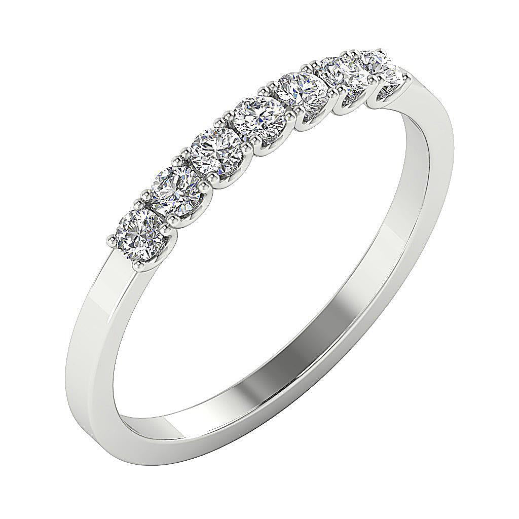 7 Stone Wedding Ring VVS F 0.40 Carat Lab Grown Diamond 14K Rose Gold Appraisal