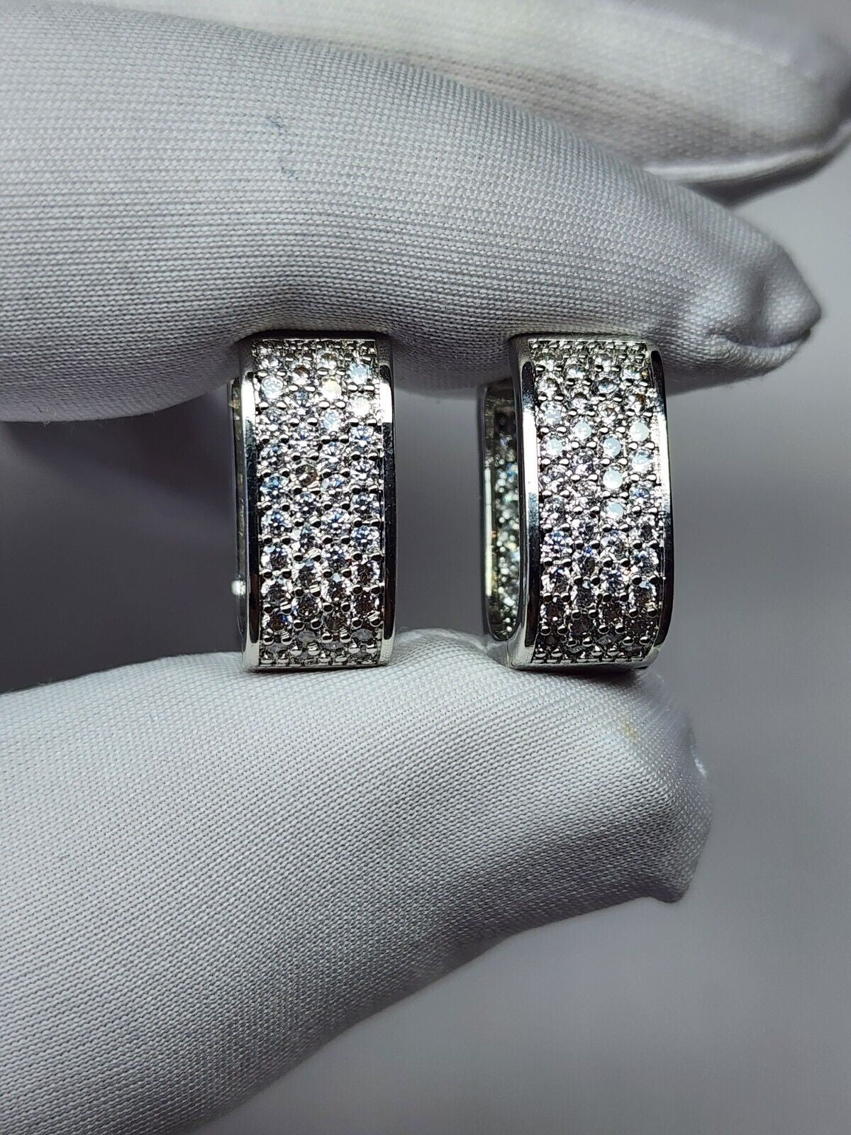 Gold Silver Plated Hoop Earrings with Cubic Zirconia Hip Hop Jewelry Unisex, Men