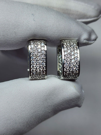 Gold Silver Plated Hoop Earrings with Cubic Zirconia Hip Hop Jewelry Unisex, Men