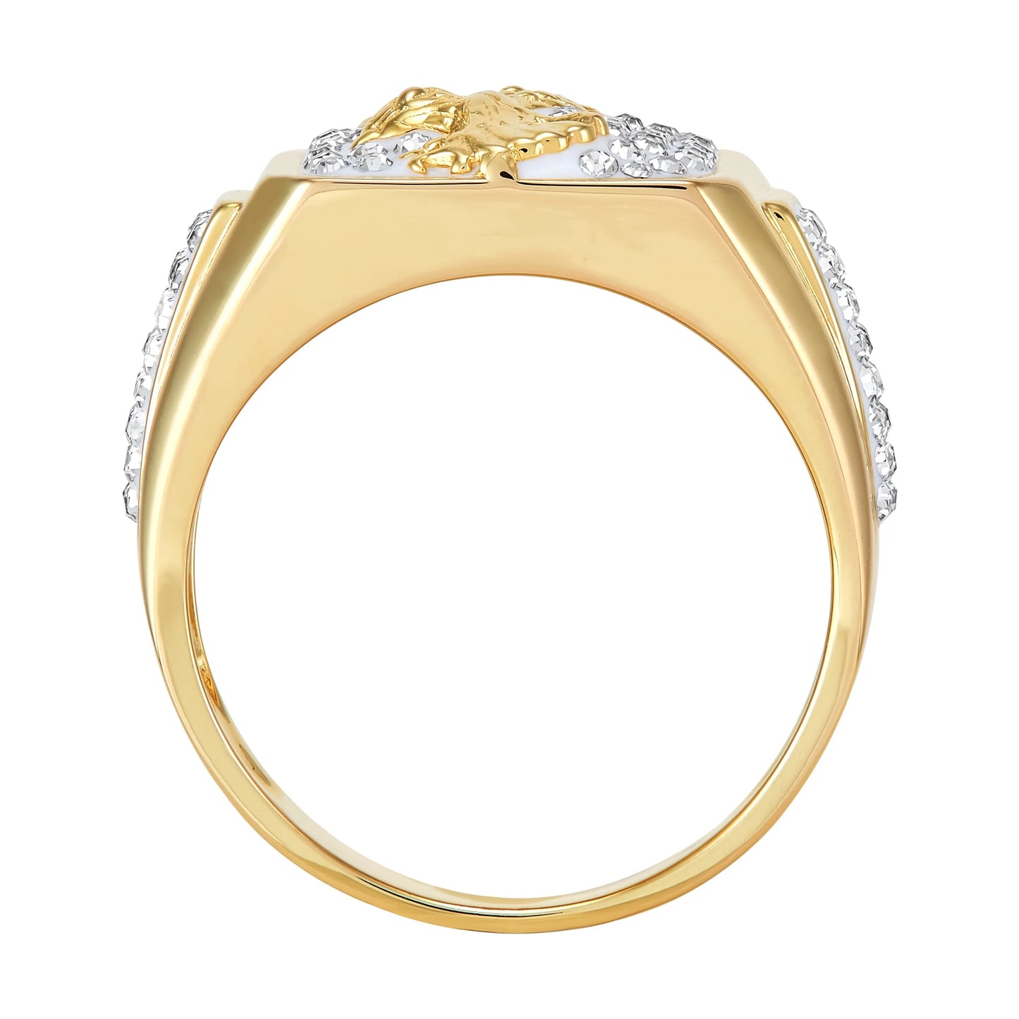 Crystals Eagle Ring in Sterling Silver and 18K Gold Plate,Size 11