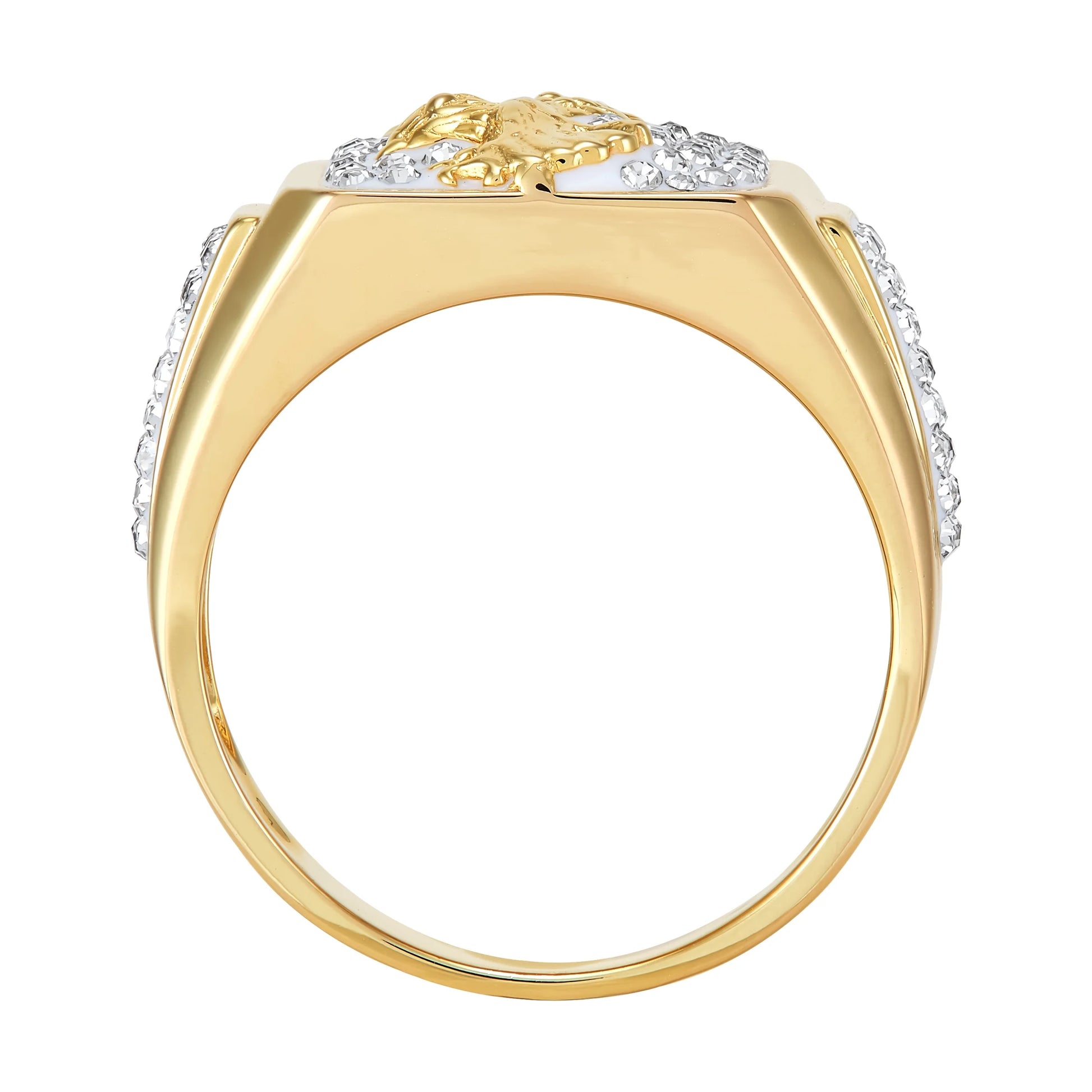 Crystals Eagle Ring in Sterling Silver and 18K Gold Plate,Size 11