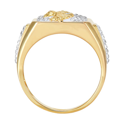 Crystals Eagle Ring in Sterling Silver and 18K Gold Plate,Size 11