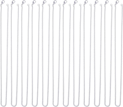 12 Pack Iron DIY Chain Necklaces Lobster Clasp Link Chain Necklaces Silver Plated (18 Inch)