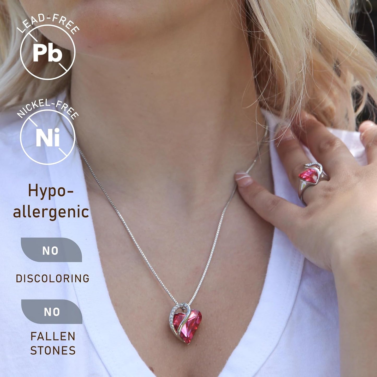 Necklaces for Women, Infinity Love Birthstone Heart Crystal Pendant, Birthday Jewelry Gifts for Her, Mom, and Wife, Silver Plated, 18 plus 2 Inch Adjustable Chain