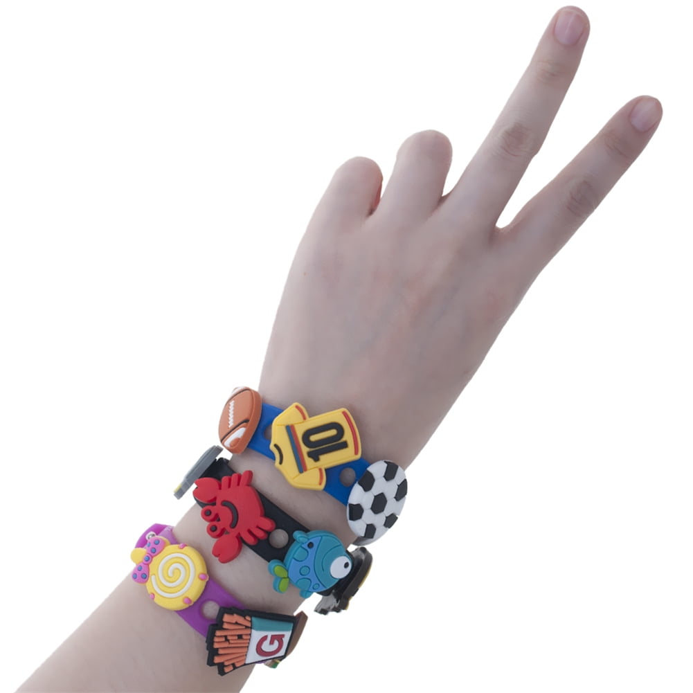 10 Pcs Adjustable Cute Wristbands, Multi-Color Rubber Charm Bracelets for Boys and Girls, Party Favors