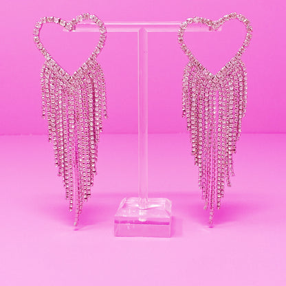 Fringed Shine Heart Earrings