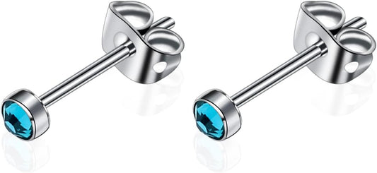 G23 Titanium Studs Earrings Hypoallergenic Earrings Women Stud Earrings Nickel Free Dainty Earrings for Sensitive Ears 3Mm/4Mm/5Mm Stone Size Options