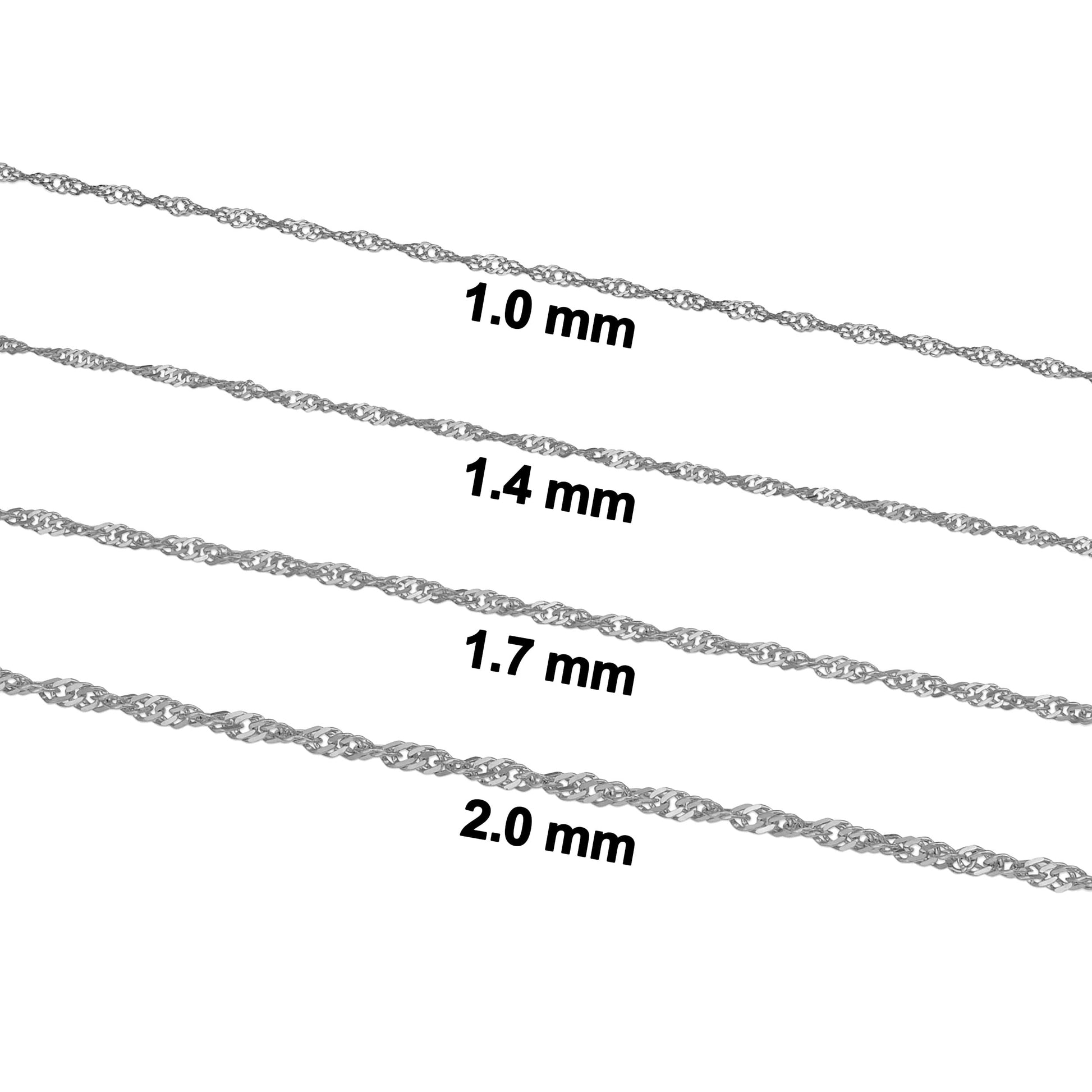 Kooljewelry 14K White Gold Filled Singapore Chain Necklace (2 Mm, 18 Inch)