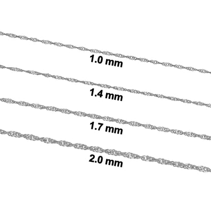 Kooljewelry 14K White Gold Filled Singapore Chain Necklace (2 Mm, 18 Inch)