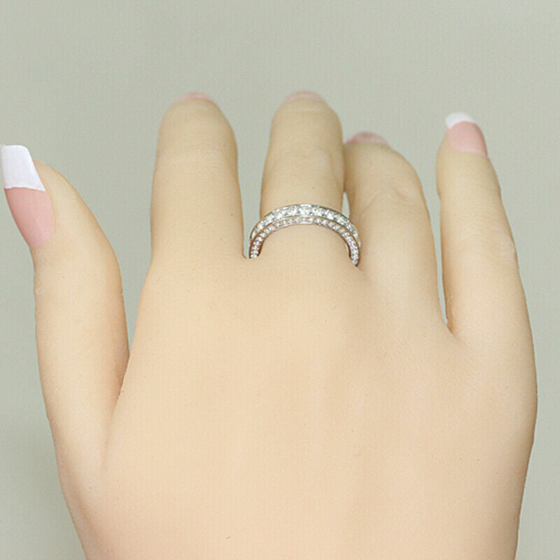 Gorgeous Silver Rings for Women Simulated White Sapphire Rings Jewelry Size 6-10