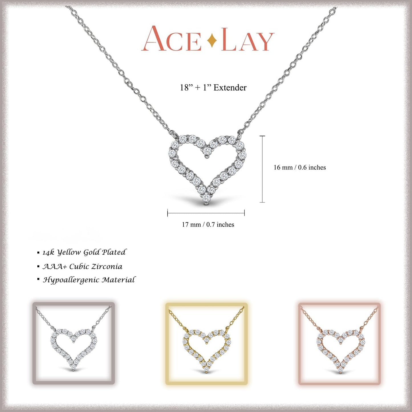 18K Gold Plated Heart Necklaces for Women Filled with CZ Stones | Women'S Jewelry Love Pendant Necklace