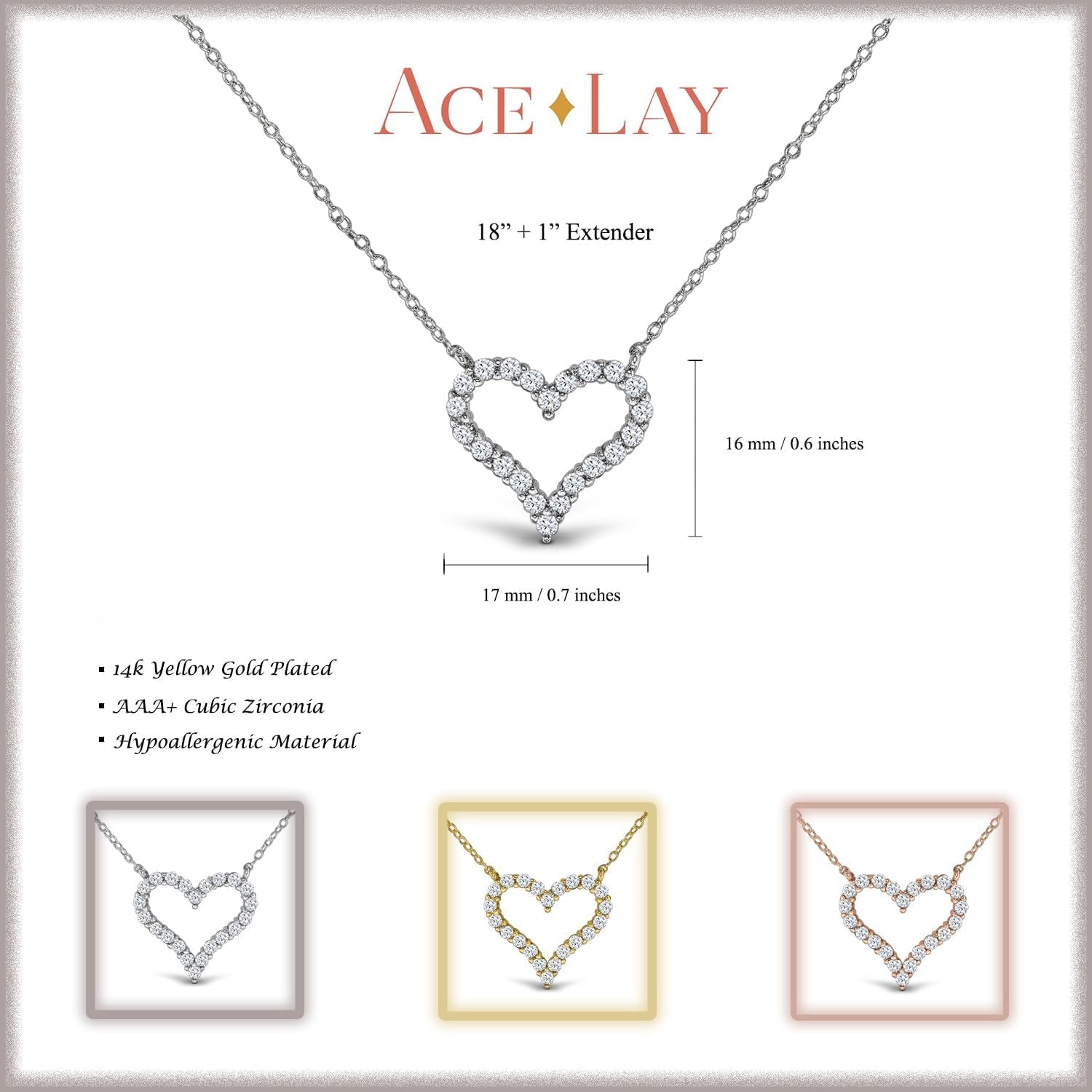 18K Gold Plated Heart Necklaces for Women Filled with CZ Stones | Women'S Jewelry Love Pendant Necklace