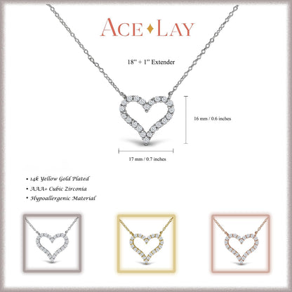 18K Gold Plated Heart Necklaces for Women Filled with CZ Stones | Women'S Jewelry Love Pendant Necklace