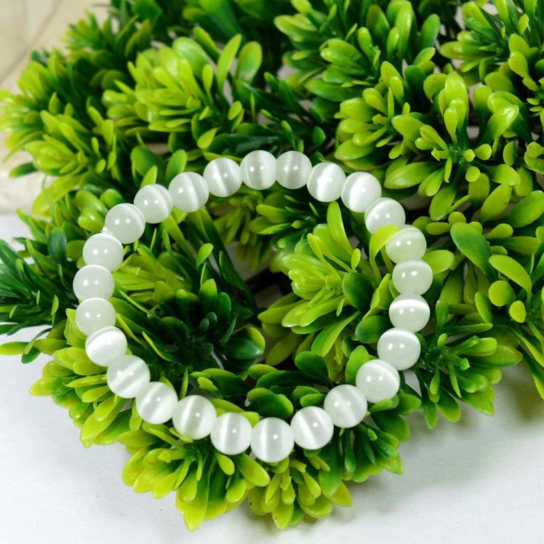 Natural Selenite Bracelet 8Mm for Reiki Healing and Vastu Correction Protection Concentration Spirituality and Increasing Creativity