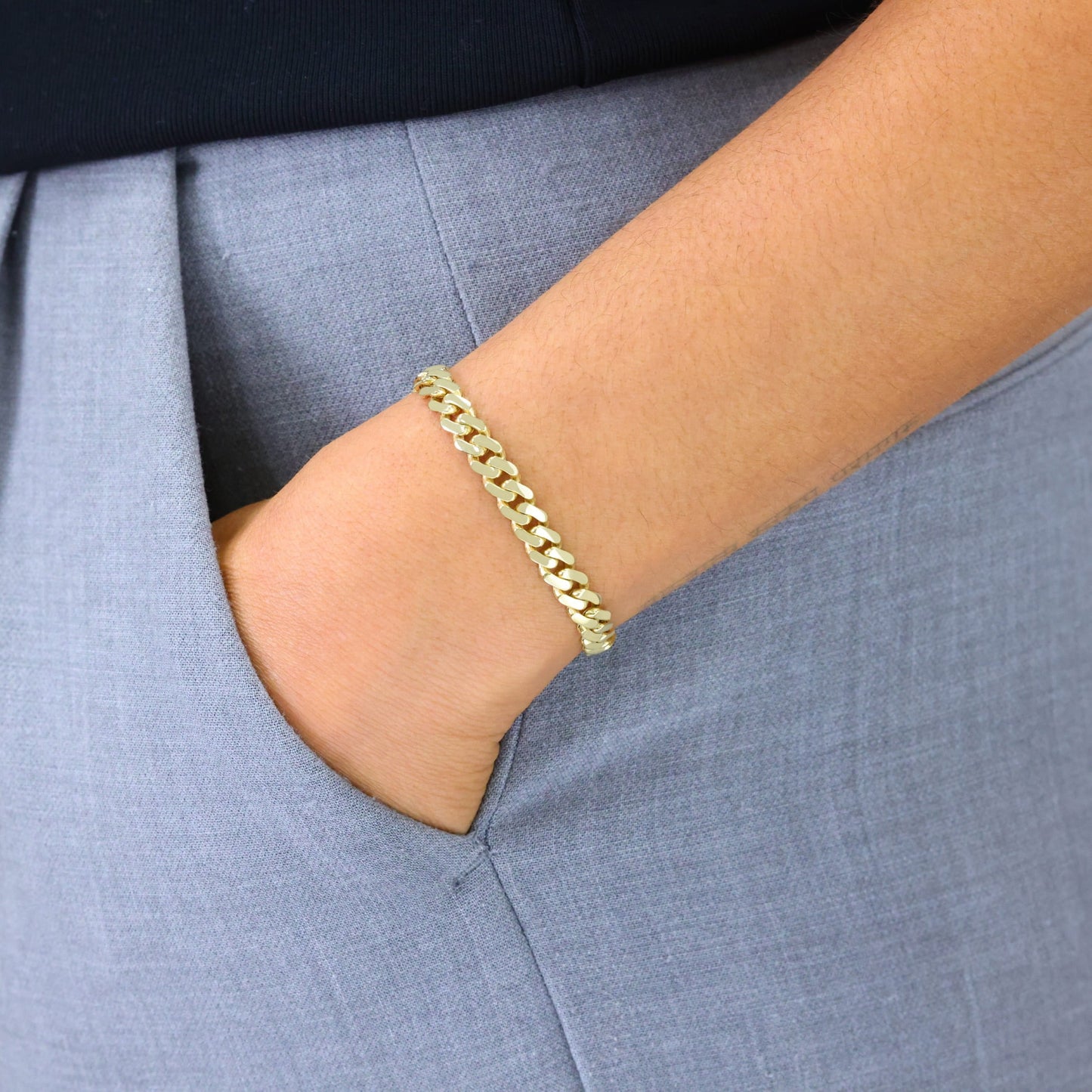 14K Real Yellow Gold Royal Monaco Miami Cuban Link Bracelet 7"-9" (5Mm-17Mm) Italian Jewelry for Men & Women