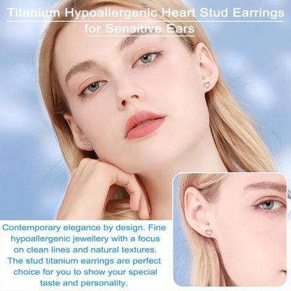 Titanium Earrings, Hypoallergenic Stud Earrings for Women Men Sensitive Ears Star/Moon/Lightning Bolt/Open Heart Premium High Polished (Shiny Grey)