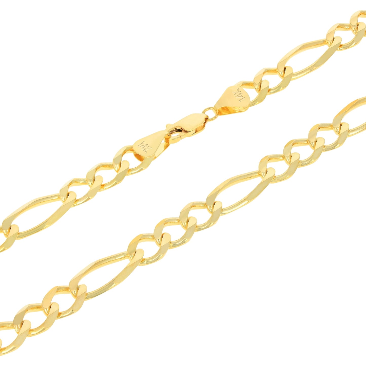 14K Real Yellow Gold Solid Figaro Link 8Mm Thick Chain Bracelet (7"-9") Italian Jewelry for Men