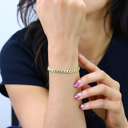 14K Real Yellow Gold Royal Monaco 6Mm Miami Cuban Link Bracelet (7"-9") Italian Jewelry for Men & Women