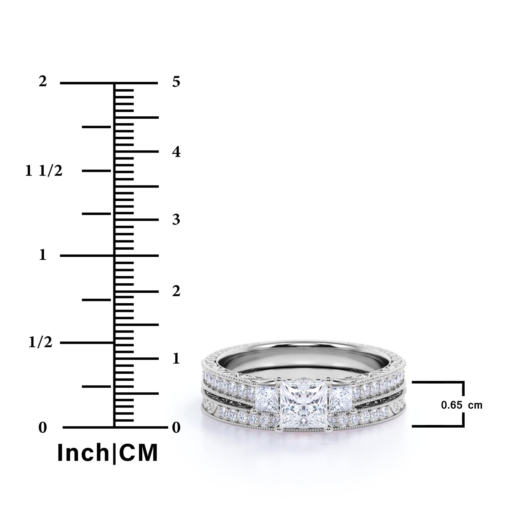 Beautiful 1.25 Carat Real Moissanite Wedding Ring Set in 18K Rose Gold over Silver