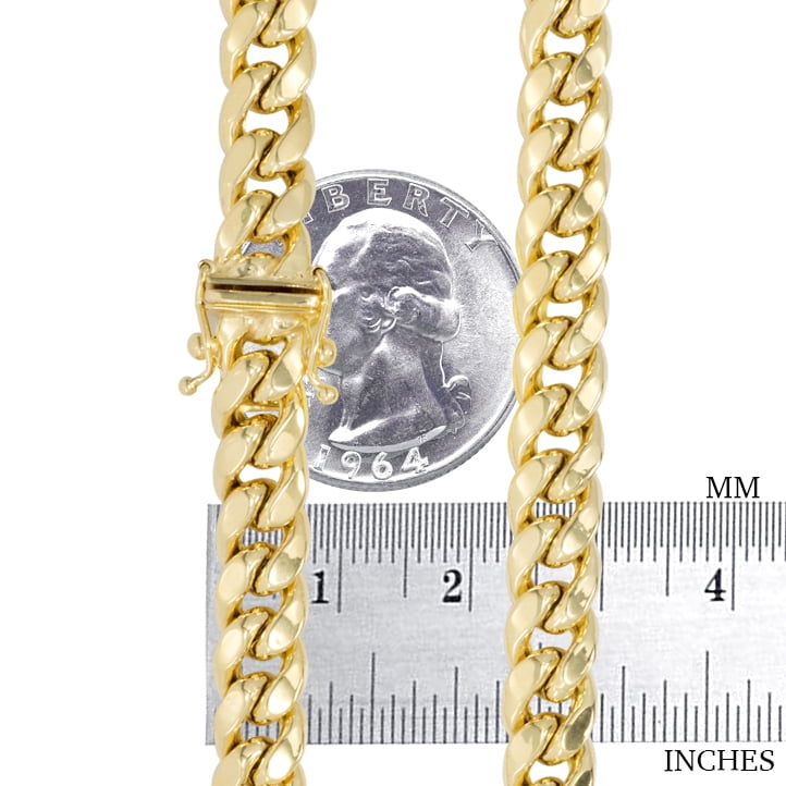 14K Real Yellow Gold Miami Cuban Link 7.5Mm Chain Bracelet (7"-9") Italian Jewelry for Men
