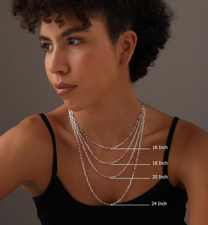 925 Sterling Silver Chain Necklace for Womens, Lightweight 3MM Italian Paperclip Link Chain Necklace 16" Inch Jewelry Gifts for Women