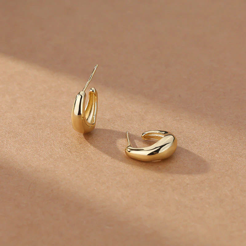 14K Gold Plated Stud Earrings for Women, 925 Sterling Silver Lightweight