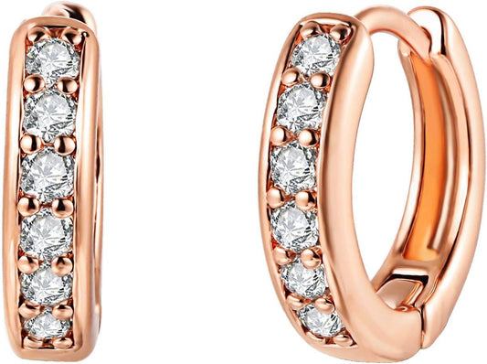 18K Gold Plated Cubic Zirconia Huggie Cuff Earrings for Women