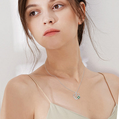 Heart Necklace for Women 925 Sterling Silver 4 Leaf Clover Pendant Necklaces for Daughter Mom Jewelry Mother’S Day Gift