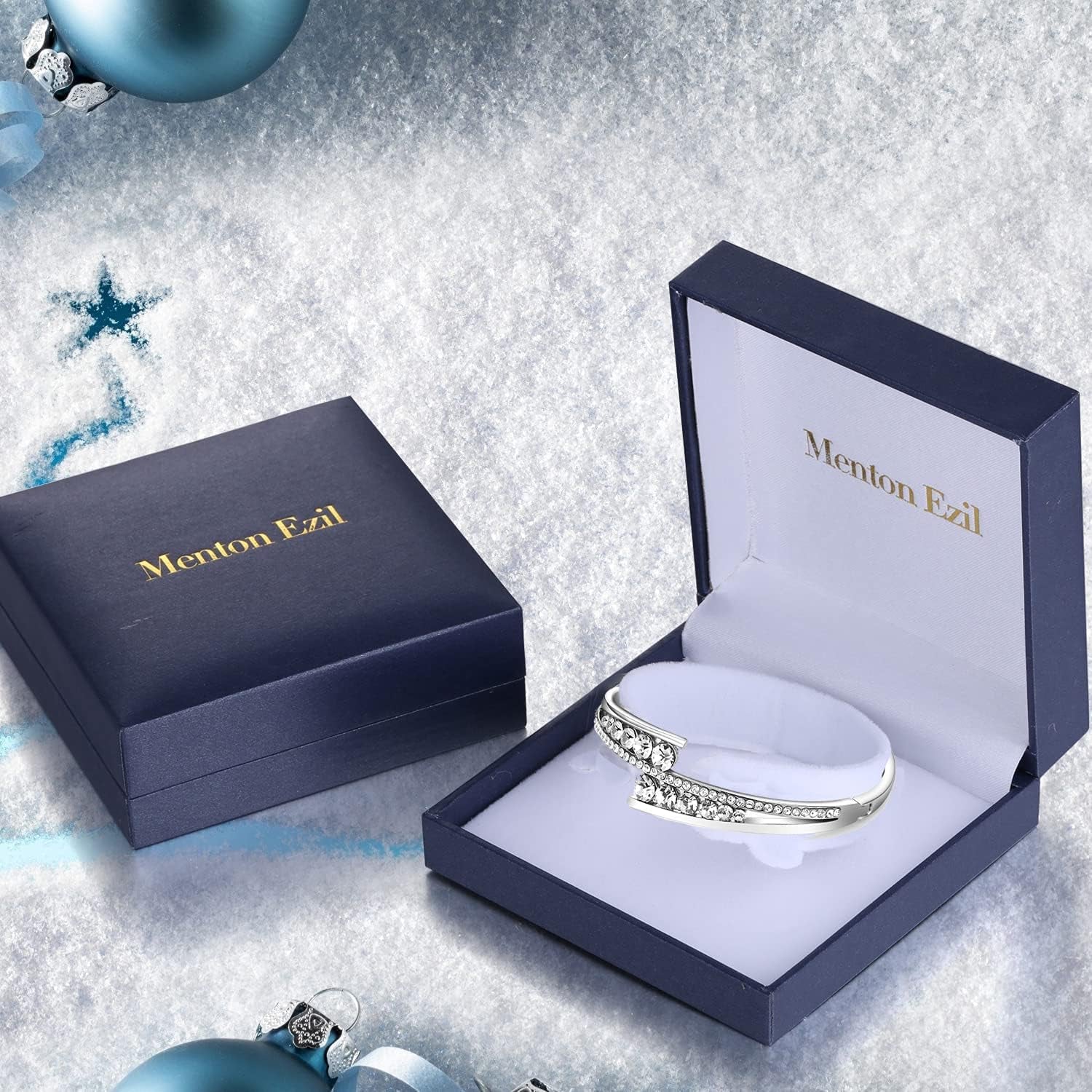 Love Encounter Crystals Bangle Bracelets for Women White Gold Plated Adjustable Hinged Jewelry