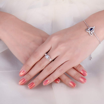 Love Infinity Ring Engagement Rings for Women, 14K Rose Gold 925 Sterling Silver Cubic Zirconia Promise Rings for Her, Anniversary Knot Princess Cut Promise Ring Simulated Diamond Ring