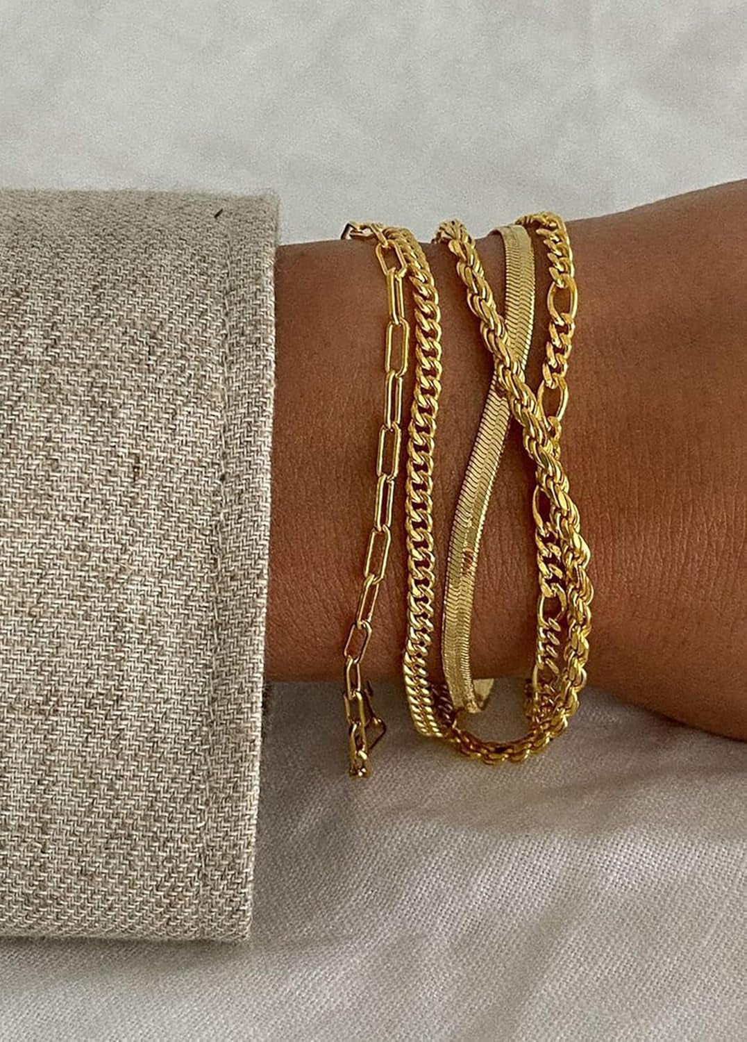 DEARMAY Gold Bracelets for Women Waterproof, 14K Real Gold Jewelry Sets for Wome